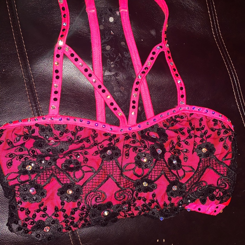 Hot pink two piece jazz costume